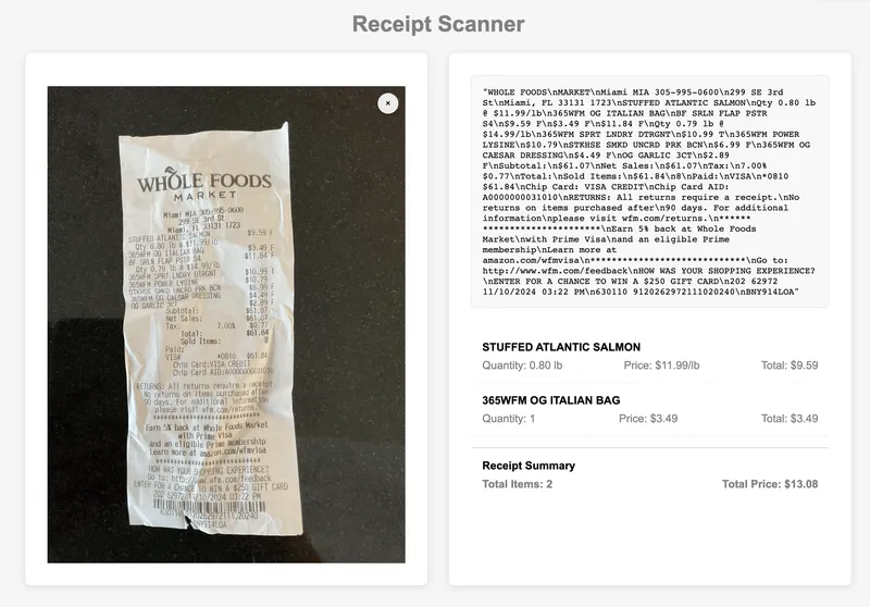 Receipt Scanner Interface